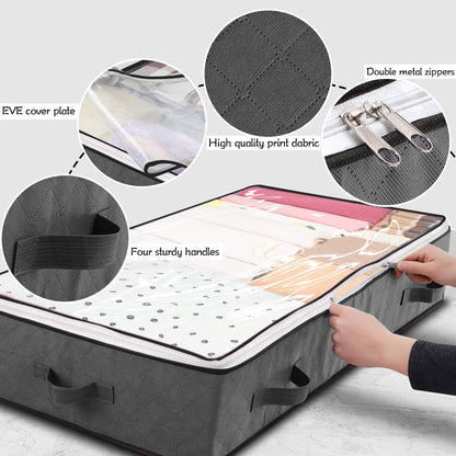 YUETOGUO Underbed Storage Bags Foldable 3Pcs Large Under Bed Storage Box with 6 pcs Large Clothes Storage Bag,Under Bed Storage Bag with Reinforced