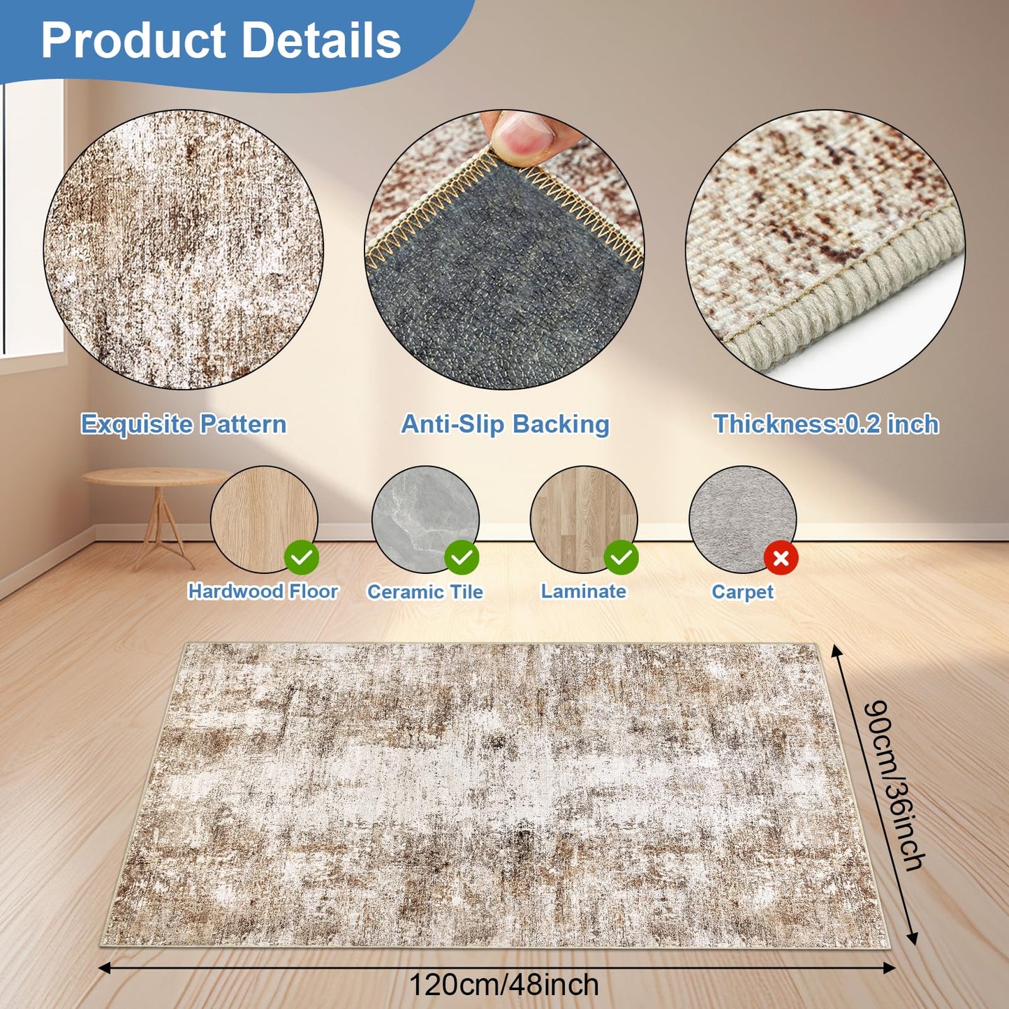 Capslpad Office Chair Mats for Hardwood Floor 90x120cm Non-Slip Modern Abstract Home Multi Purpose Chair Mat Low Pile Floor Protectors Computer Chair