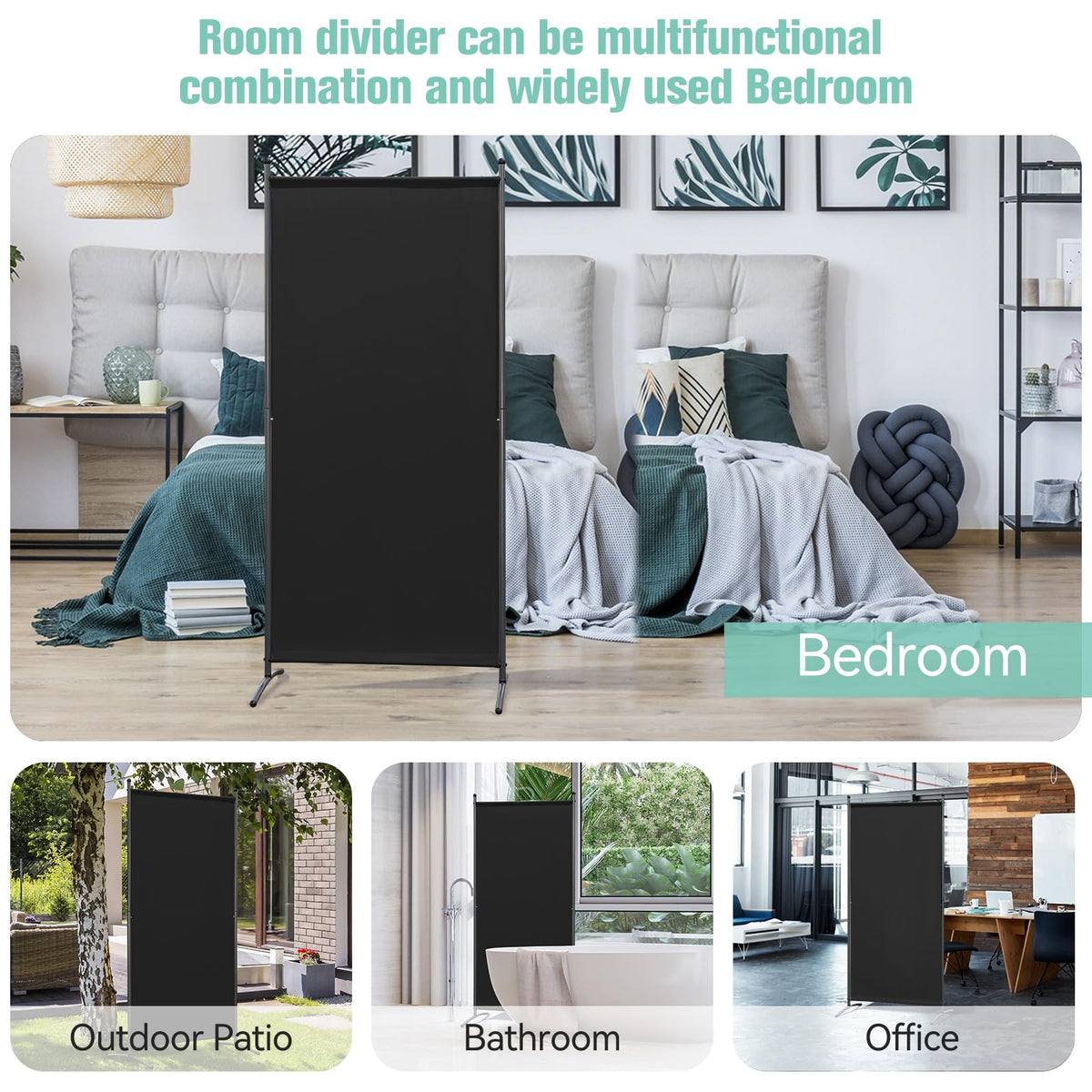 Angel Living 1 Panel Room Divider, Privacy Screen Composed of Polyester Fabric and Sturdy Iron Frame