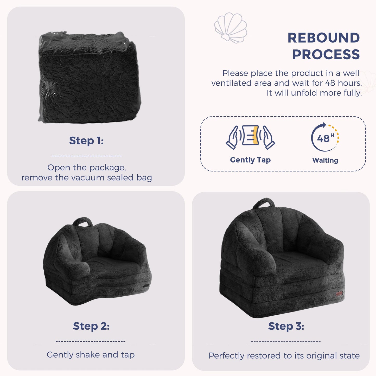 MAXYOYO Single Sofa Bed, Folding Bean Bag Chair, Faux Fur Fabric