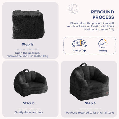 MAXYOYO Single Sofa Bed, Folding Bean Bag Chair, Faux Fur Fabric
