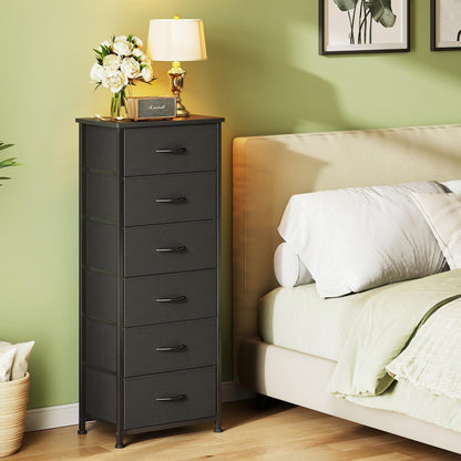 CAIYUN 6 Drawer Tall Dresser, Dresser for Bedroom Entryway Hallway, Closet Storage Drawer, Commode De Chambre, Armoire De Rangement, Black