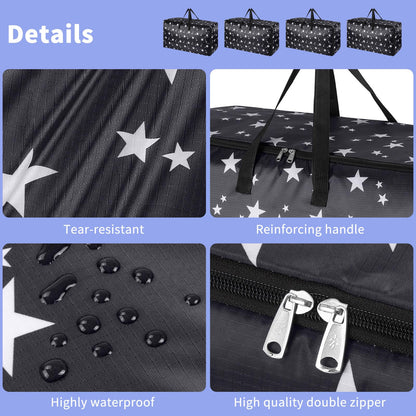iespell 4 Pack Extra Large Storage Boxes with Lids, Heavy Duty Storage Boxes for Moving House Big Strong, Waterproof Clothes Storage Bags with Zips