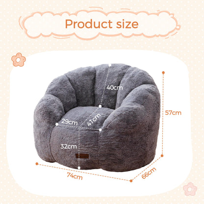 MAXYOYO Kids Floral Shaped Bean Bag Sofa, Includes Filling, Faux Fur Fabric