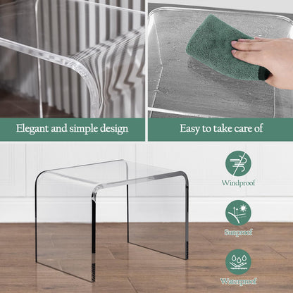 MYOYAY Clear Acrylic Shower Stool Acrylic Shower Bench Waterproof Transparent Chair for Bathroom Kitchen Bedroom Backless See Not-slip Shower Stool