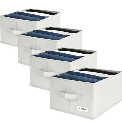 4CONVY Wardrobe Storage Organisers - Drawer Organisers for Clothes - Foldable, Stackable Organising Boxes with Compartments, Dividers and Handles