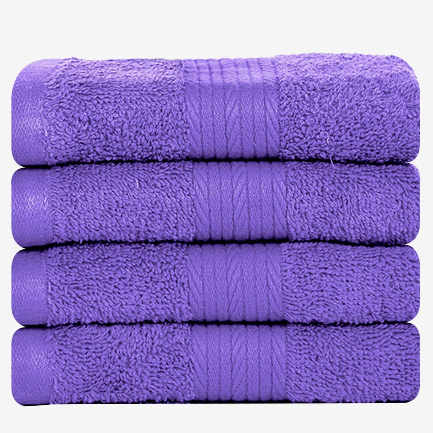 Ample Decor Cotton Washcloths Set 4, 30 X 30 cm, 100% Cotton Premium Quality Flannel Face Cloths, Highly Absorbent Fingertip Towels - Purple