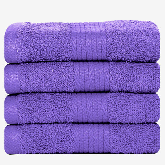 Ample Decor Cotton Washcloths Set 4, 30 X 30 cm, 100% Cotton Premium Quality Flannel Face Cloths, Highly Absorbent Fingertip Towels - Purple