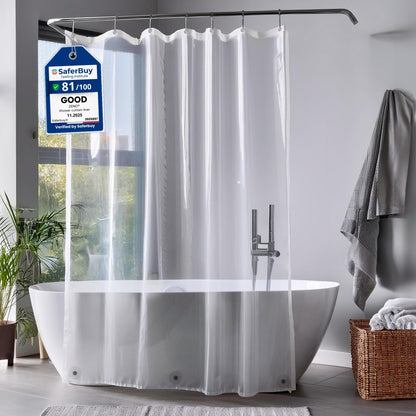 ZENO Clear Shower Curtain Liner - 180 x 180 cm Size - Premium PEVA Shower Liner + Rustproof Grommets + 3 Magnets