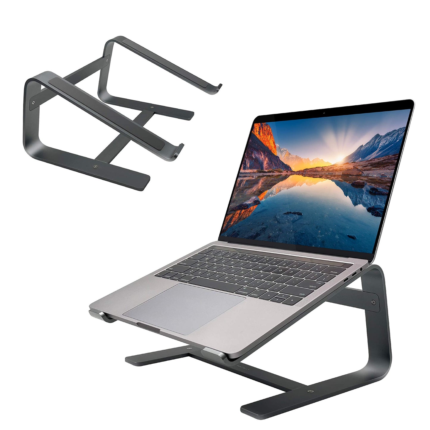 Macally Aluminum Laptop Stand for Desk - Works with All MacBook/Pro/Air & Laptops Between 10” to 17.3” - Sleek and Sturdy Laptop Riser - (ASTANDSG)