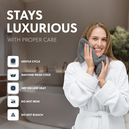 White Classic Luxury Cotton 12 Pc Flannel Set, Hotel Style Small Bath Towel and Face Cloth 33x33 cm, Light Grey Soft Plush Flannels Pack of 12