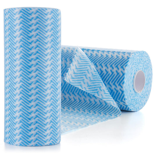 Peachicha J Cloths On Rolls,Kitchen Cleaning Cloth,Reusable Cleaning Cloths, Blue Dish Cloth and Dish Towels 2 Rolls, Total 200 Pcs