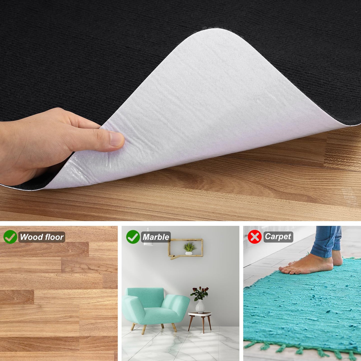 PATIKIL 90 x 140cm/(55" x 35") Office Chair Mat, Multi-Purpose Desk Carpet Floor Mats for Rolling Chairs for Hardwood Floors (Black)