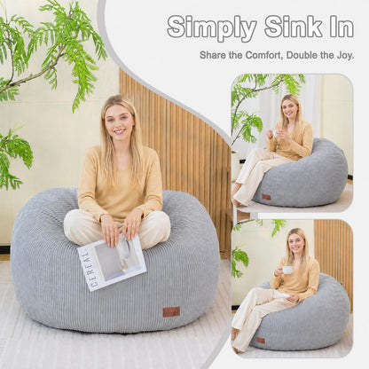 UODERS Oval Bean Bag for Adults Kids & Teens, Large Bean Bag Chair with Corduroy Cover with Handle