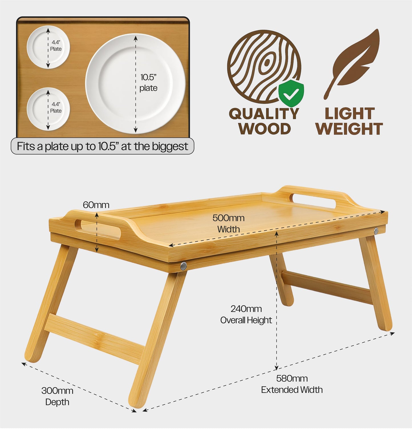 Aidapt Wooden Lap Tray Table with Folding Legs.Homework,Crafts,Reading,Laptop Table.Easy to Store, Lightweight,Use in Bed or on Sofa