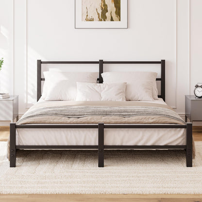 HAHRIR 16cm Low Profile 5ft King Bed Frame with Metal Headboard, Black