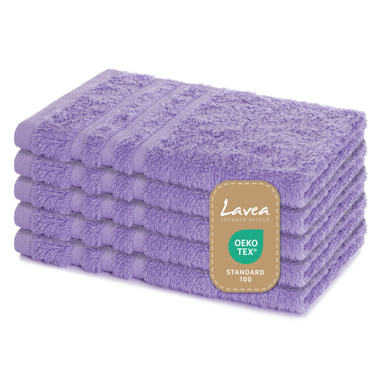 Set of 5 Guest Towels 30 x 50 cm Terry Cloth Elena Lavender