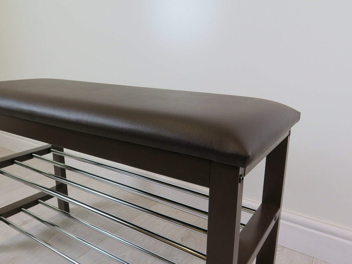 ASPECT 3-Tier Storage Shoe Rack/Bench with Seat Cushion (Brown), 80 x 30 x 49 cm