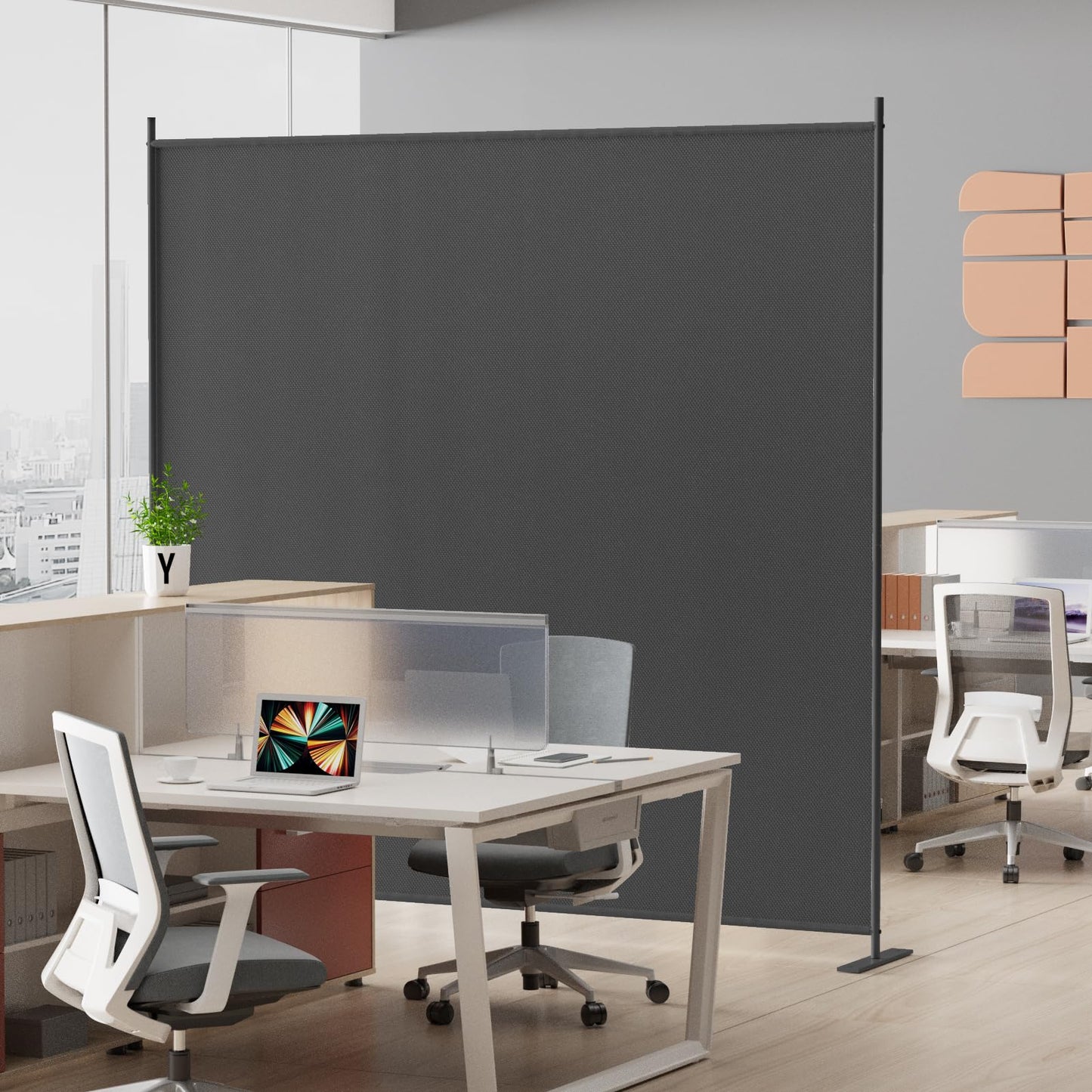 Helios&Hestia 1-Panel 6 ft Tall Indoor Folding Room Divider, Portable Privacy Screen, Freestanding Partition Separator