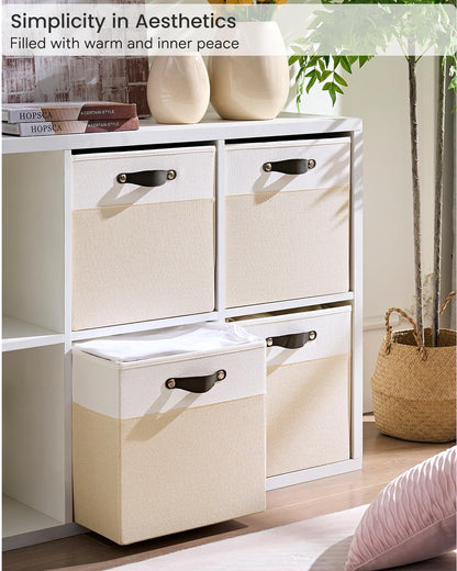 FABINADO Storage Cube | 260g/㎡ Ultra-Fine Linen Cubby Box for Shelf, Bookshelf, Closet, Wardrobe | 30cm Square Drawer Insert Basket | 6 Pack