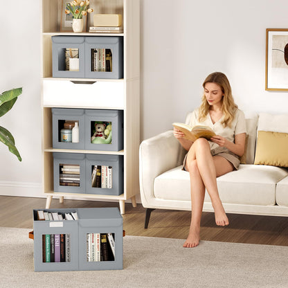 Homsorout 2 Pack Foldable Storage Boxes with Lids & Divider Board 31L Grey