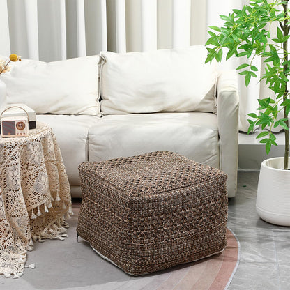 CAXUSD Tatami Floor Cushion Cover Thick Cotton Linen Square Seat Cover Indoor Seats Mat for Meditation Japanese Home Decor Woven Pouffe Cushion 15.75