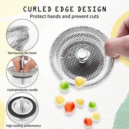 2 Pack Kitchen Sink Plug and Strainer, 304 Stainless Sink Strainer Plug, Sink Strainer, Stainless steel drain plug