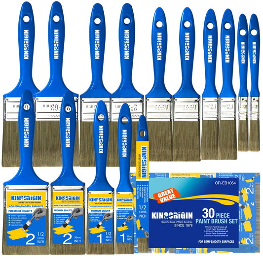 KingOrigin Versatile Paint Brush Set, 30 Pack, 5 Sizes Paint Brushes (0.5" 1" 1.5" 2" 2.5"), Small Paint Brushes for Walls, Furniture, Crafts -
