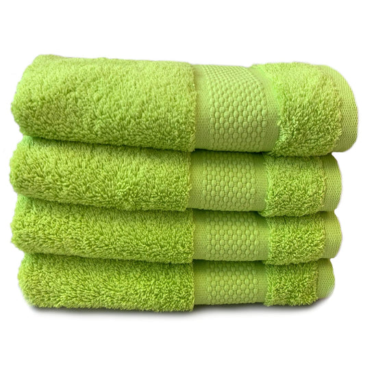 Sue Rossi Organic Turkish Cotton Guest Towels Set Of 4, Kitchen Or Bathroom Pack, Size 30cm x 50cm, Soft, Fluffy & Absorbent 600gsm Towel (Lime Green,