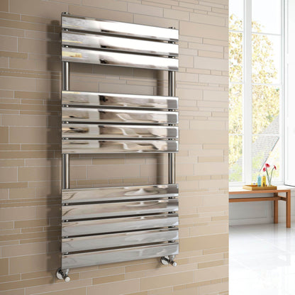iBathUK Zerith Wall Mounted Flat Panel Heated Towel Rail, 12 Column Slim Flat Steel Hydronic Central Heating High Thermal Output Designer Bathroom