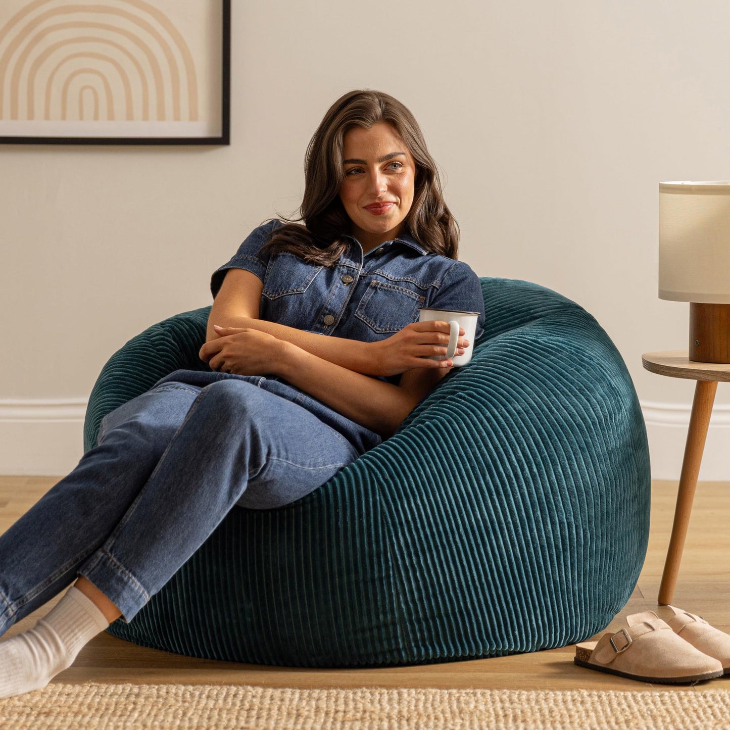 icon Kingston Cord Bean Bag with Filling Included, Teal