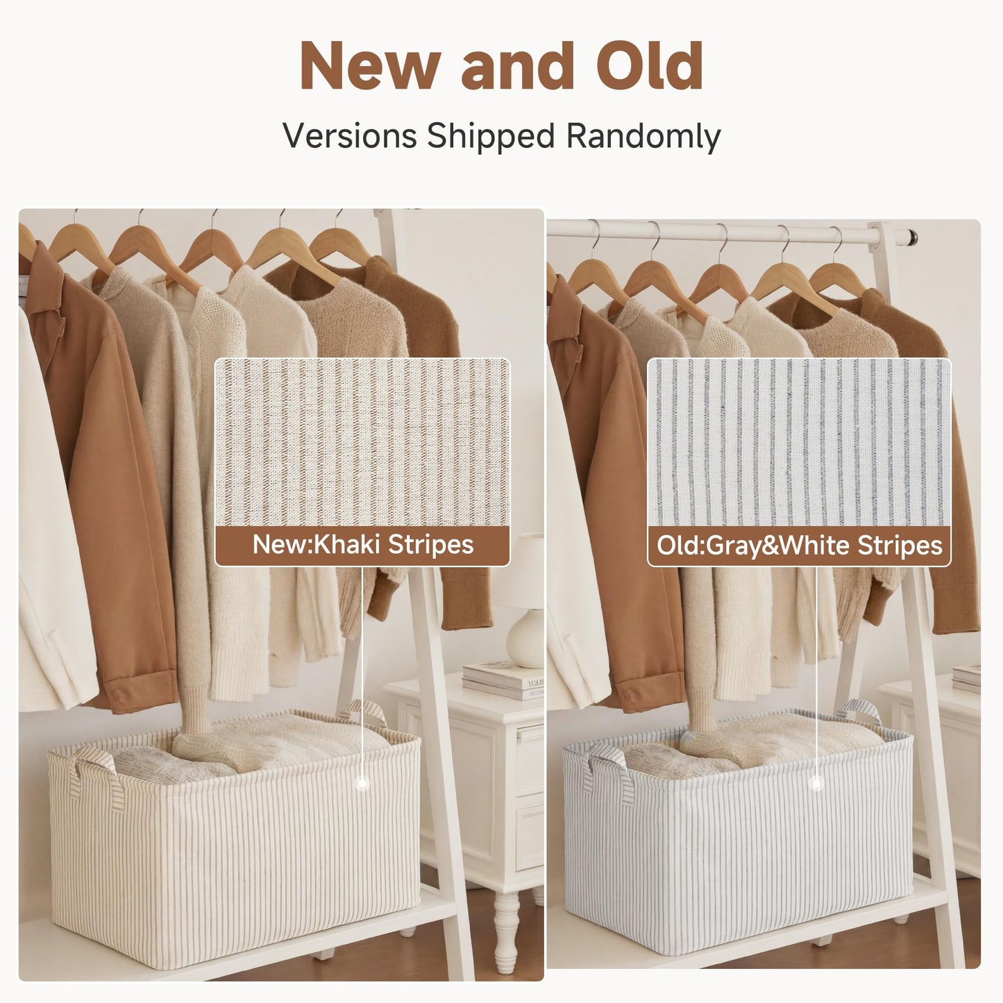 StorageWorks Storage Boxes, Foldable Storage Boxes for Shelves, Large Storage Baskets with Metal Frame, Closet Baskets and Boxes with Handles
