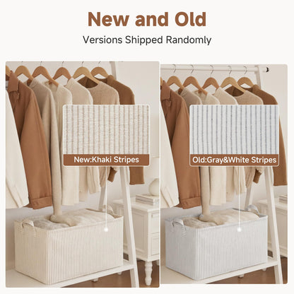 StorageWorks Storage Boxes, Foldable Storage Boxes for Shelves, Large Storage Baskets with Metal Frame, Closet Baskets and Boxes with Handles