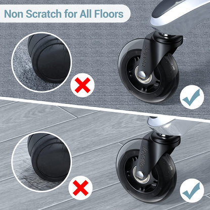 Office Chair Castors 11mm x 22 mm, Set of 5 Office Chair Wheels Replacements, Super Quiet and Soft Rubber Office Chair Casters for Hard Floors