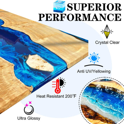 Epoxy Resin Kit - 4.4L / 175oz Crystal Clear Self-Leveling Epoxy Resin with Pump for DIY Resin Art, Table Top, Jewelry Making - 1:1 Ratio Bubbles Free