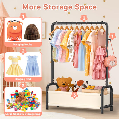 ZHKINGGS Kids Clothes Rail with Storage Shelf, Kids Dress Up Rail