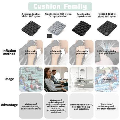 ONTYZZ Green Inflatable Seat Cushion Lightweight Stadium Seat Pad Waterproof Air Cushion for Stadium Hiking Office Airplane