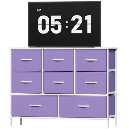 Feonase Chest of Drawers, Bedroom Dresser with 8 Fabric Drawers, Metal Frame & MDF Wood Top, Adjustable Feet, Storage Organizer Unit for Bedroom