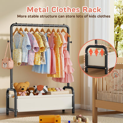 ZHKINGGS Kids Clothes Rail with Storage Shelf, Kids Dress Up Rail
