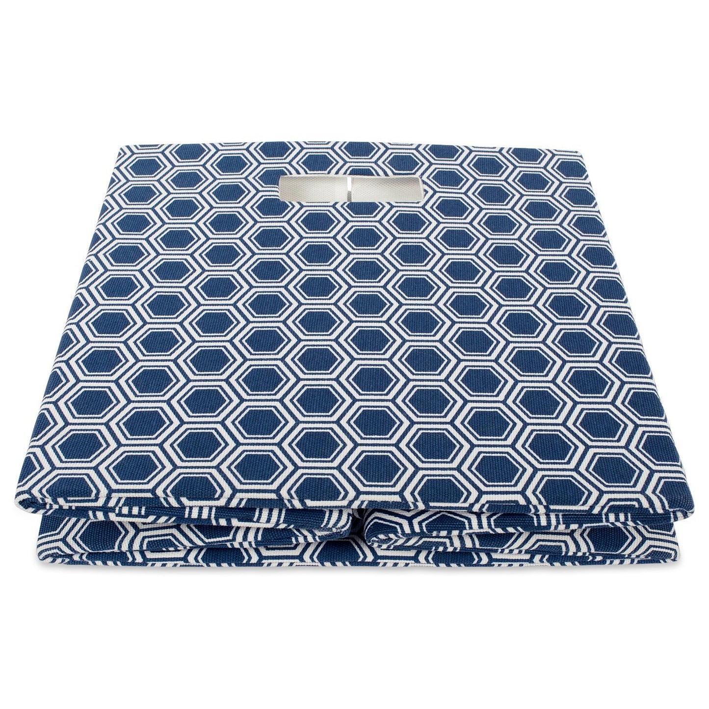 DII Hard Sided Collapsible Fabric Storage Container for Nursery, Offices, & Home Organization, (13x13x13) - Honeycomb Nautical Blue