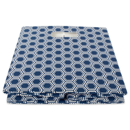 DII Hard Sided Collapsible Fabric Storage Container for Nursery, Offices, & Home Organization, (13x13x13) - Honeycomb Nautical Blue