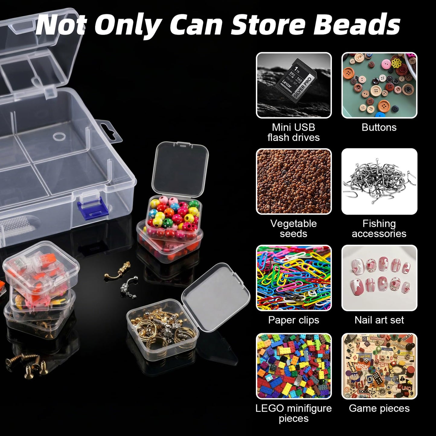 40PCS Bead Storage Box, Mini Bead Organiser Box for Storing Beads Buttons