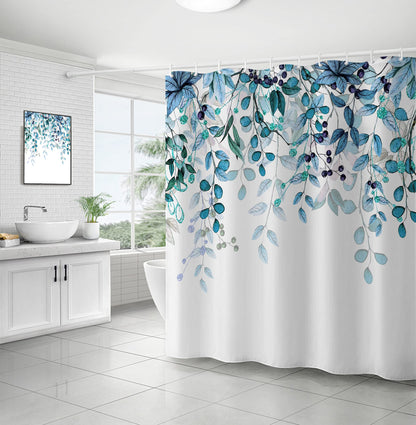 WELTRXE Shower Curtain, Bathroom Curtain with 12 Hooks, Waterproof Polyester Fabric Bathtub Curtain, Weighted Hem, Washable, Quick Dry