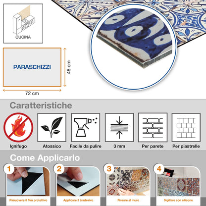 CREARREDA White Mosaic Aluminium Kitchen Splash Guard 72 x 48 cm Easy to Apply Made in Italy Protection for Stoves and Sinks Washable and Easy to