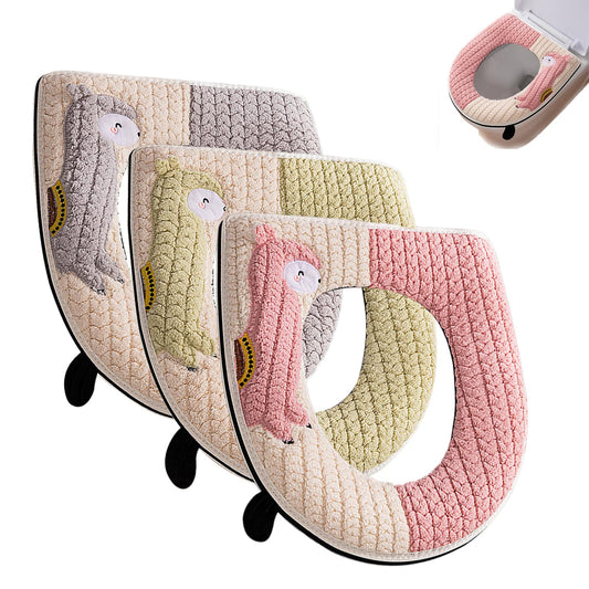 3pcs Toilet Seat Cover Cushion Pads Universal Thicken Zipper Toilet Seat Pad Mat Washable Reusable with Hanging Loop for Home Office School