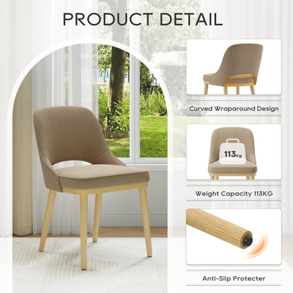 Dining Chairs Set of 4, Upholstered Dining Room Chairs with Chenille Fabric, Ergonomic Backrest, High Density Cushion & Rubber Wood Frame