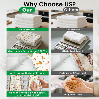 CUTHOLLOW 2 Pcs Simple Fresh Mushroom Hanging Kitchen Towels with Loop
