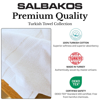 SALBAKOS Luxury Hotel and Spa Turkish Cotton Eco-Friendly Hand Towel Set Hand Towel 6 Pieces White