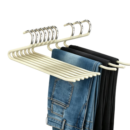 Trousers Hangers, 10 Pack Jeans Hangers for Women Men, Non-Slip Open Ended Metal Pants Hangers for Wardrobe & Clothes Rail