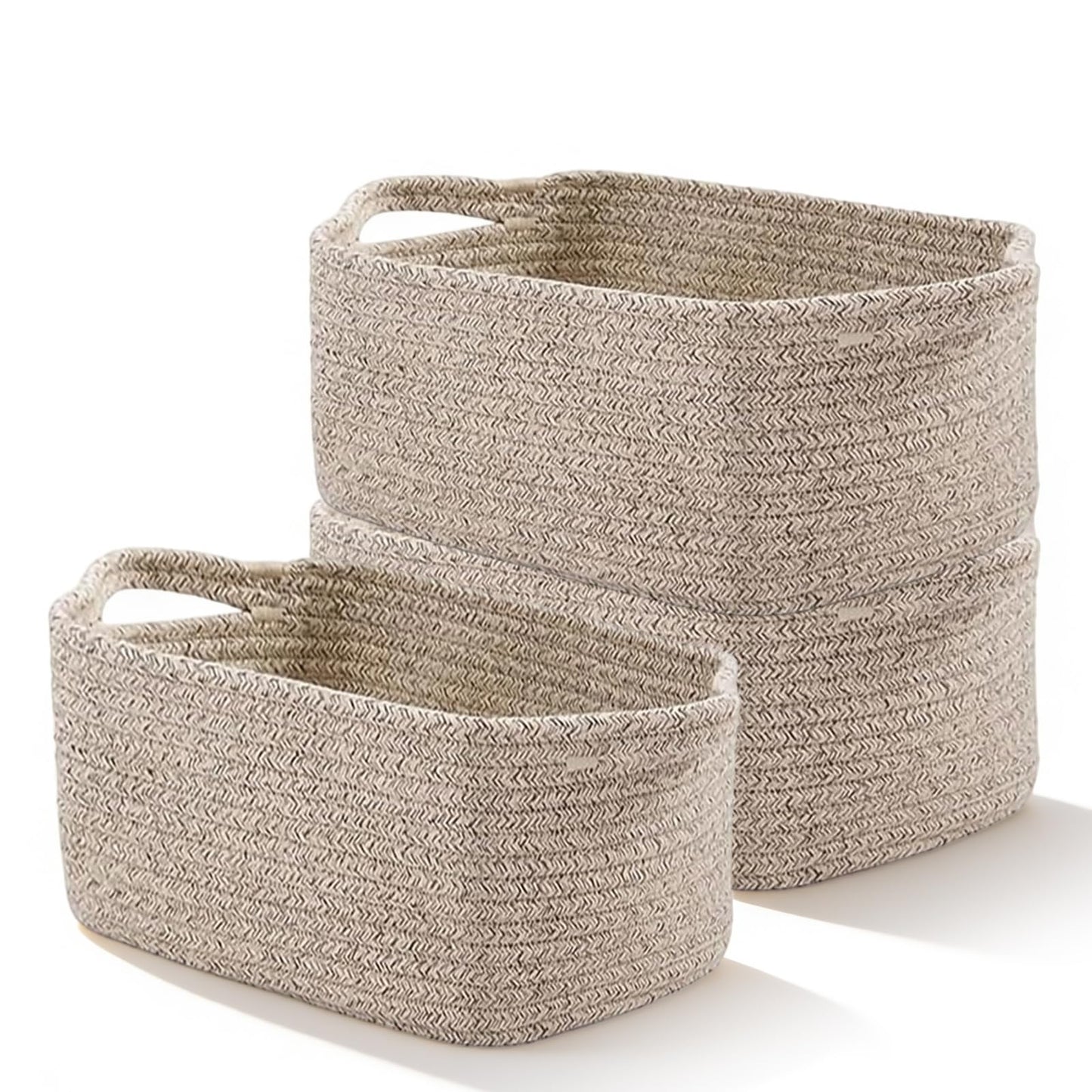 YMTWSRY 3 Pack Cotton Rope Basket, 32.5 x 22.5 x 14 cm Storage Baskets for Shelves Decorative Woven Basket Shelf Baskets for Gifts Towels Books